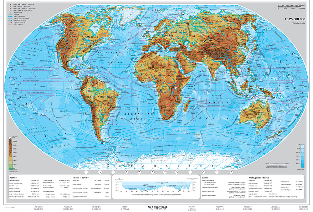 harta plastifiata lumea politica / fizica-geografica 160 x 120cm baghete lemn stiefel