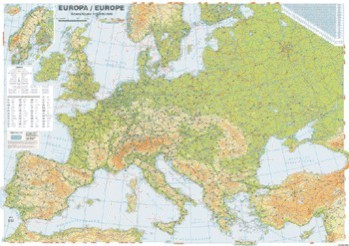 harta plastifiata europa fizica si rutiera 100 x 70cm amco press