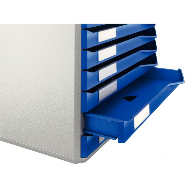 suport documente 10 sertare albastru leitz standard title=suport documente 10 sertare albastru leitz standard