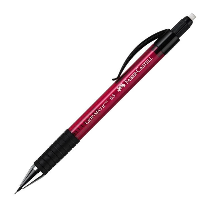Creion mecanic, 0.5mm, rosu, FABER CASTELL Grip-Matic