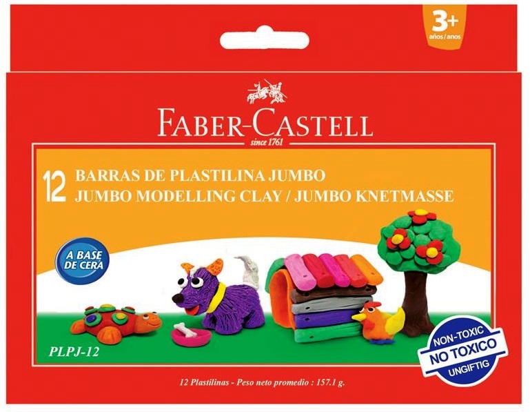 Plastilina, 12 culori/set, 160g, FABER CASTELL