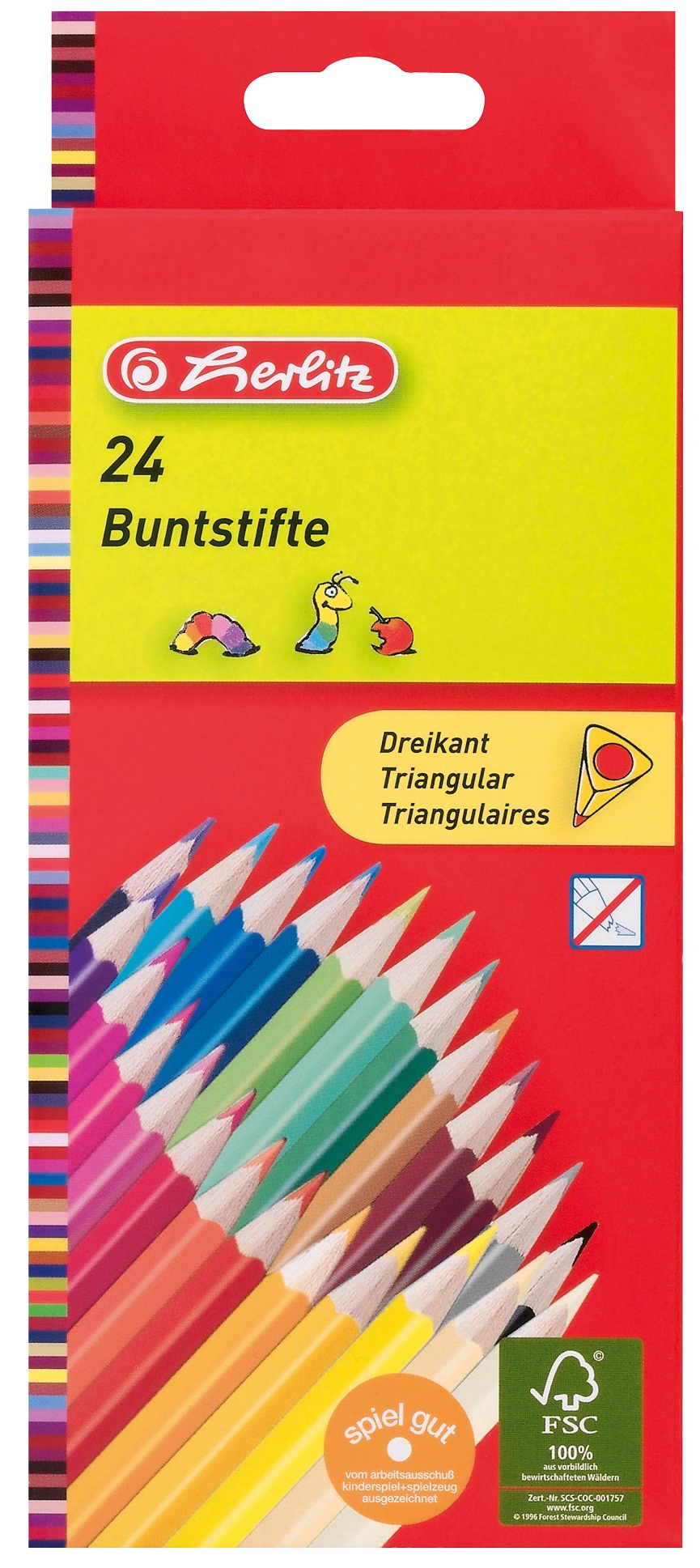 Creioane colorate forma triunghiulara 24 buc/set 1/1 HERLITZ