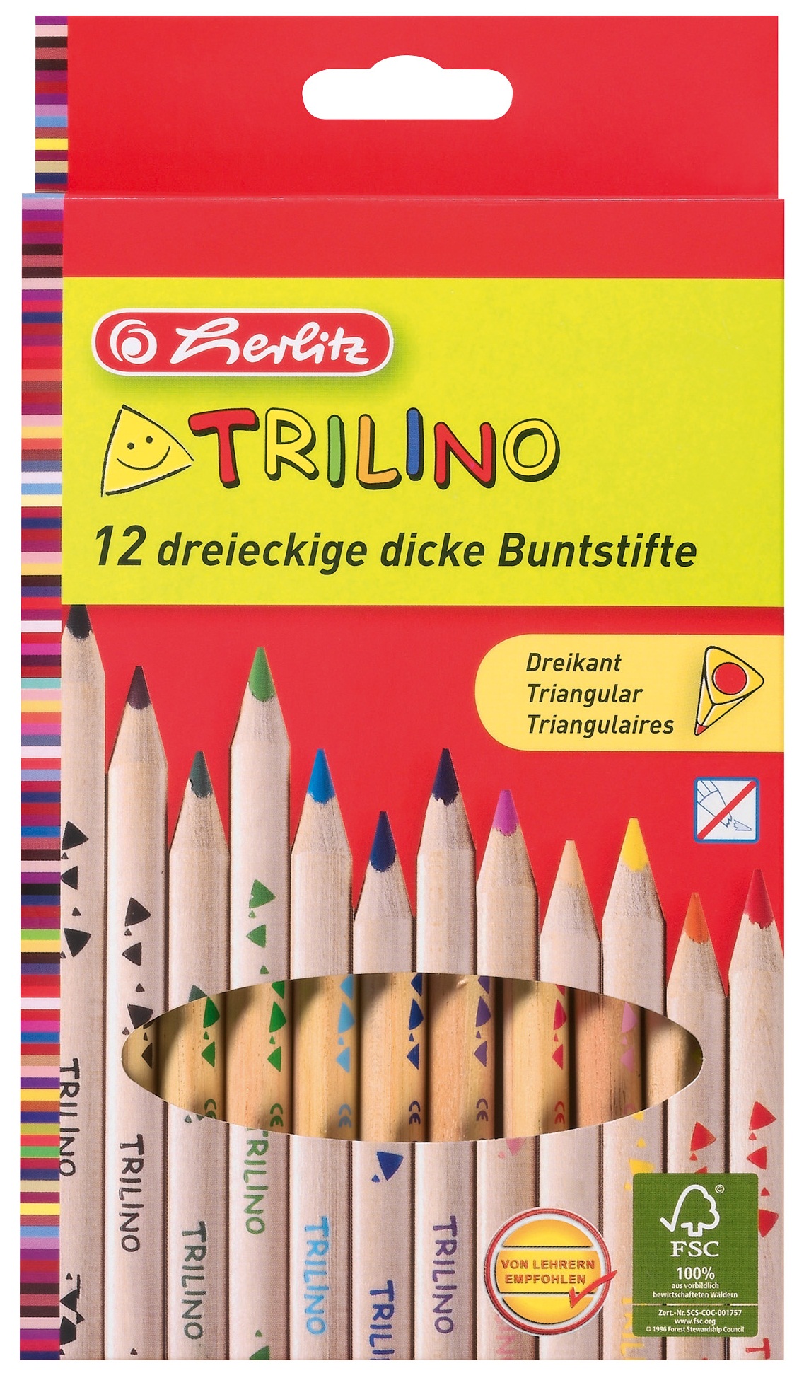 Creioane colorate forma triunghiulara 1/1 12 bucati/set HERLITZ Trilino