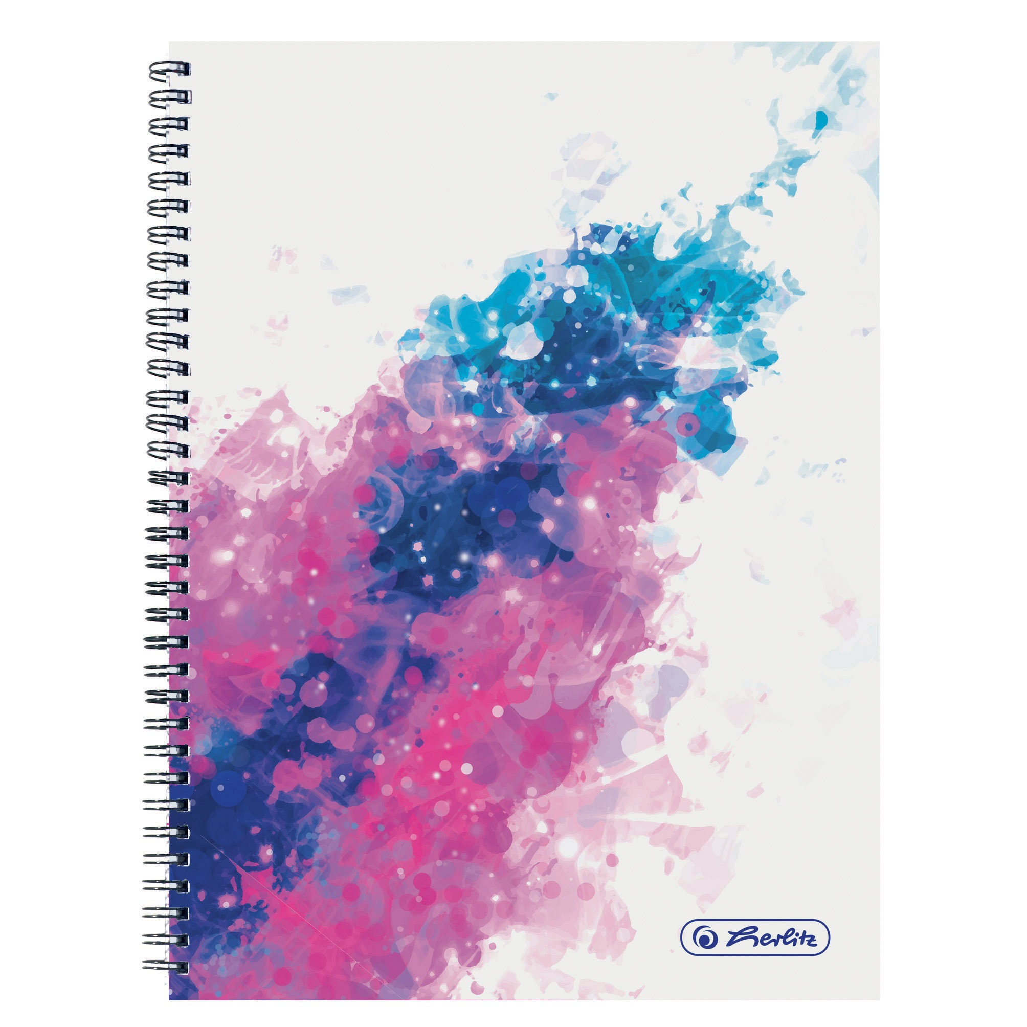 Caiet cu spira A4 70 file matematica punctat HERLITZ Splash roz