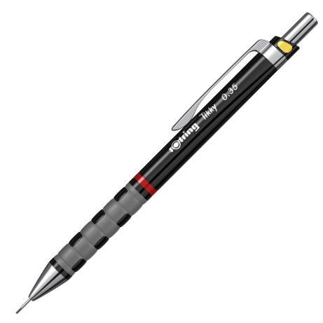 Creion mecanic 0.35mm, negru cu cod de culoare, ROTRING Tikky