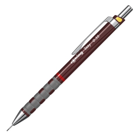 Creion mecanic 0.35mm, bordo cu cod de culoare, ROTRING Tikky