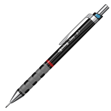 Creion mecanic 0.7mm, negru cu cod de culoare, ROTRING Tikky