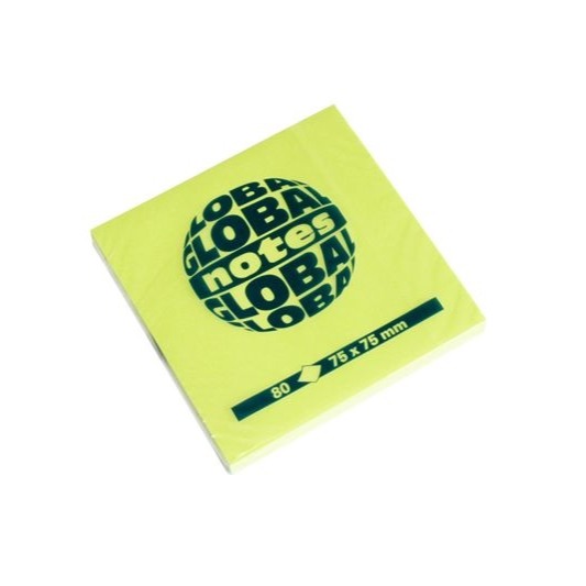 Notes autoadeziv, 75 x 75mm, 80 file/set, verde intens, GLOBAL NOTES