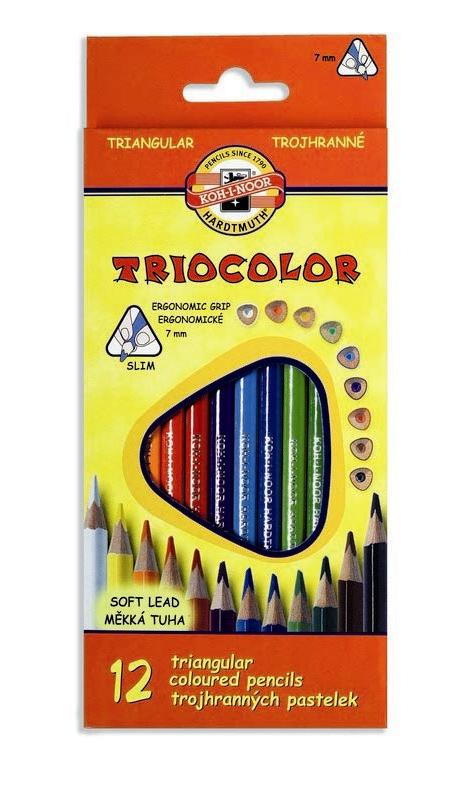 Creioane colorate, triunghiulare, 12 culori/set, KOH-I-NOOR Triocolor
