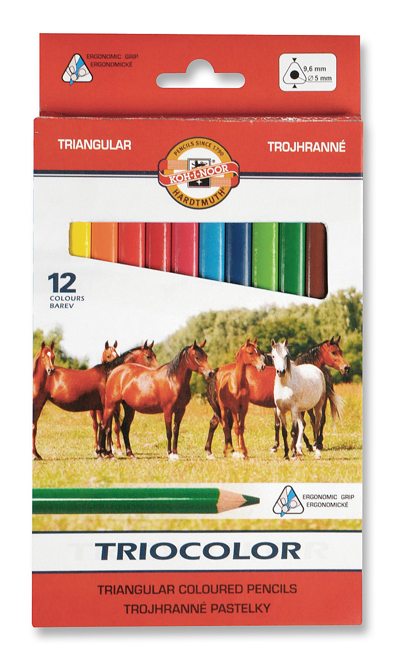 Creioane colorate triunghiulare 12 culori/set KOH-I-NOOR Triocolor Jumbo