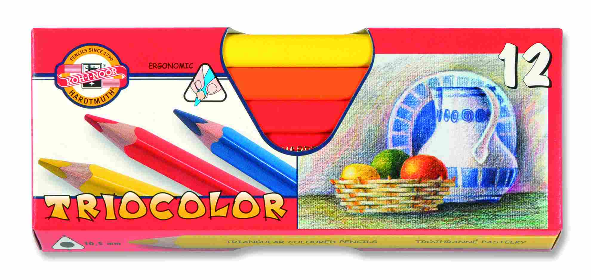 Creioane colorate, triunghiulare, 12 culori/set, KOH-I-NOOR Triocolor