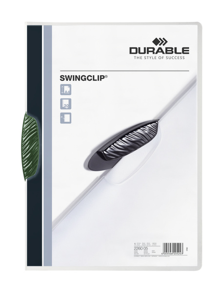Dosar din plastic, cu clip, verde, DURABLE Swingclip