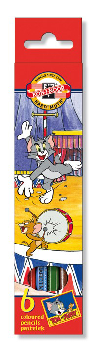 Creioane colorate, 6 culori/set, KOH-I-NOOR Tom & Jerry