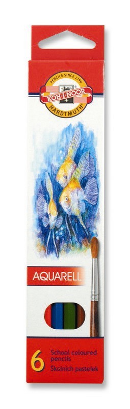 Creioane colorate, solubile in apa, 6 culori/set, KOH-I-NOOR Aquarell