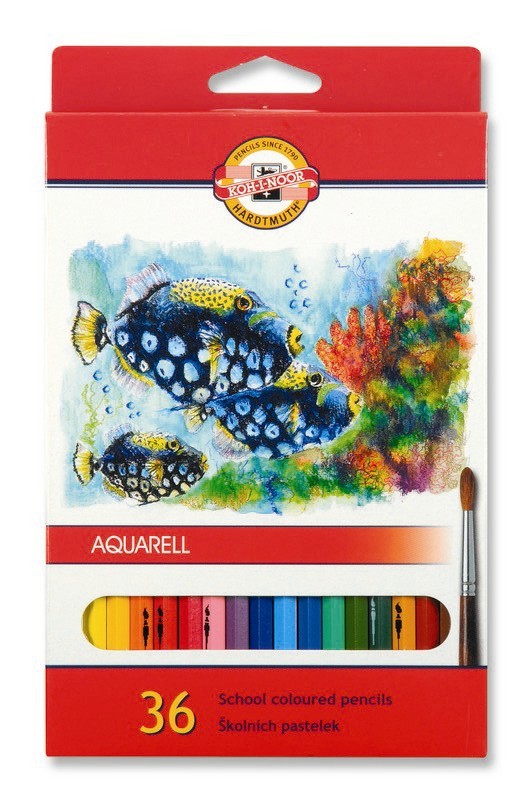 Creioane colorate, solubile in apa, 36 culori/set, KOH-I-NOOR Aquarell