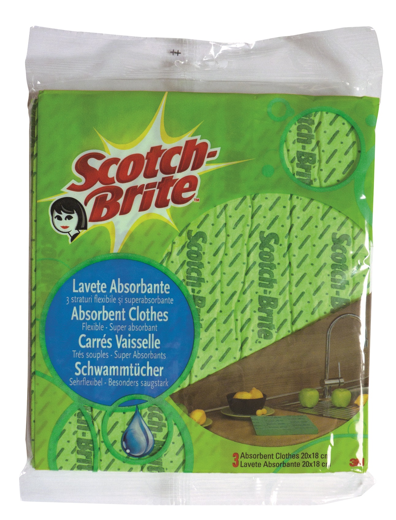 Laveta absorbanta, 3 buc/set, SCOTCH-BRITE