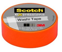 Banda adeziva decorativa, oranj, 15mm x 10m, SCOTCH Expressions Washi Tape