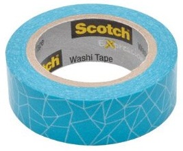 Banda adeziva decorativa, 15mm x 10m, imprimeu albastru intrerupt, SCOTCH Expressions Washi Tape