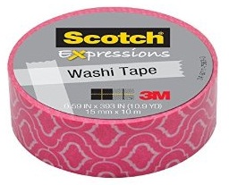 Banda adeziva decorativa valuri fucsia 15mm x 10m SCOTCH Expressions Washi Tape