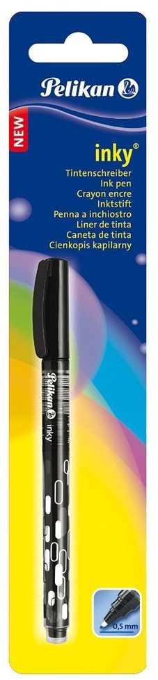 Roller, 0.5mm, negru - corectabil, 1 buc/blister, Pelikan Inky