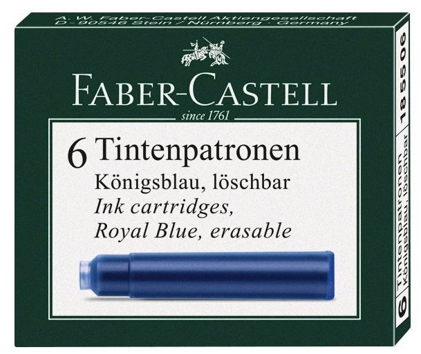 Cartuse cu cerneala (mici), albastru, 6 buc./cutie, FABER-CASTELL