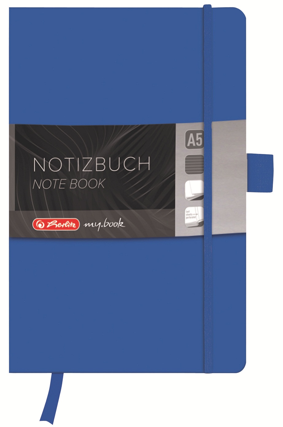 Bloc notes A5 dictando coperta din piele sintetica cu elastic 96 file albastru HERLITZ My Book Classic