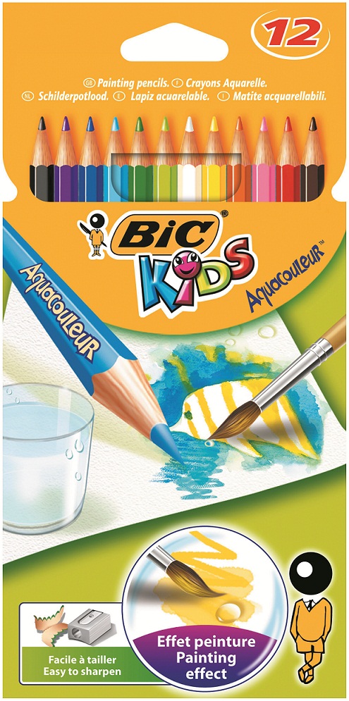 Creioane colorate - aquarell, 12 culori/set, BIC Aquacouleur