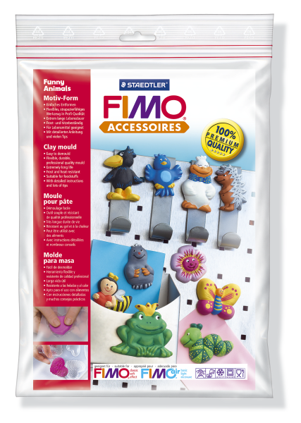 Sablon flexibil pt. modelaj, 10 figuri animale, STAEDTLER Fimo Accessoires Funny Animals