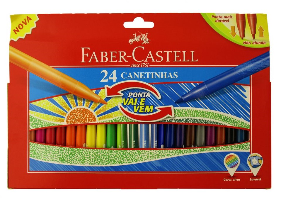 Carioci cu varf retractabil, 24 culori/set, FABER CASTELL