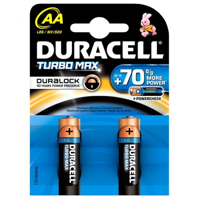 Baterii AAK2, alcaline, 2 bucati, DURACELL Turbo Max Duralock