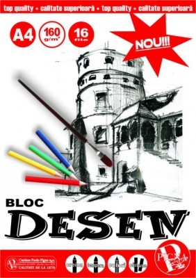 Bloc de desen, A4, 160 g/mp, 16 file, PIGNA