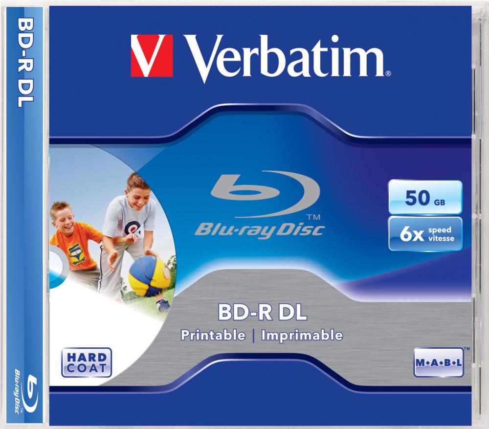 Blu-Ray, dual-layer, 6x, 50GB, VERBATIM Print Jewel Case