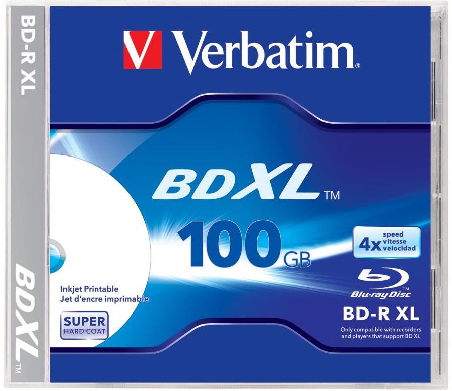 Blu-Ray XL, 100GB, 4X, 5 buc./cutie, VERBATIM Wide Inkjet Printable Jewel Case