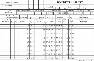 Bon de transport, A5, tipar fata/verso, 100 file/carnet