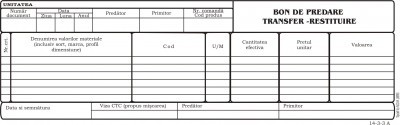 Bon predare transfer restituire, 1/2A4, tipar fata/verso, 100 file/carnet