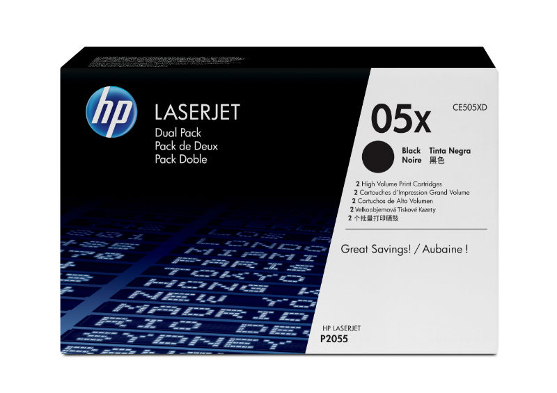 Toner, black, Nr. 05X, 2 buc./set, HP CE505XD