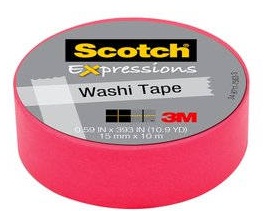 Banda adeziva decorativa roz 15mm x 10m SCOTCH Expressions Washi Tape