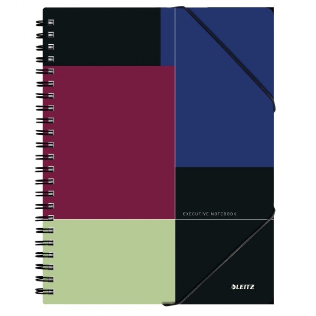 Caiet de birou cu spira, coperta PP, A4, negru-violet, dictando, LEITZ Executive Be Mobile
