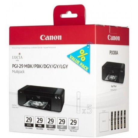 Cartus, MBK/PBK/DGY/GY/LGY/CO, CANON PGI-29 Monochrome MultiPack