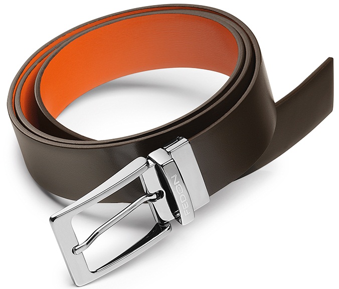 Curea maro/portocaliu, din piele de bovina, FEDON Belts Cint-Double-U12