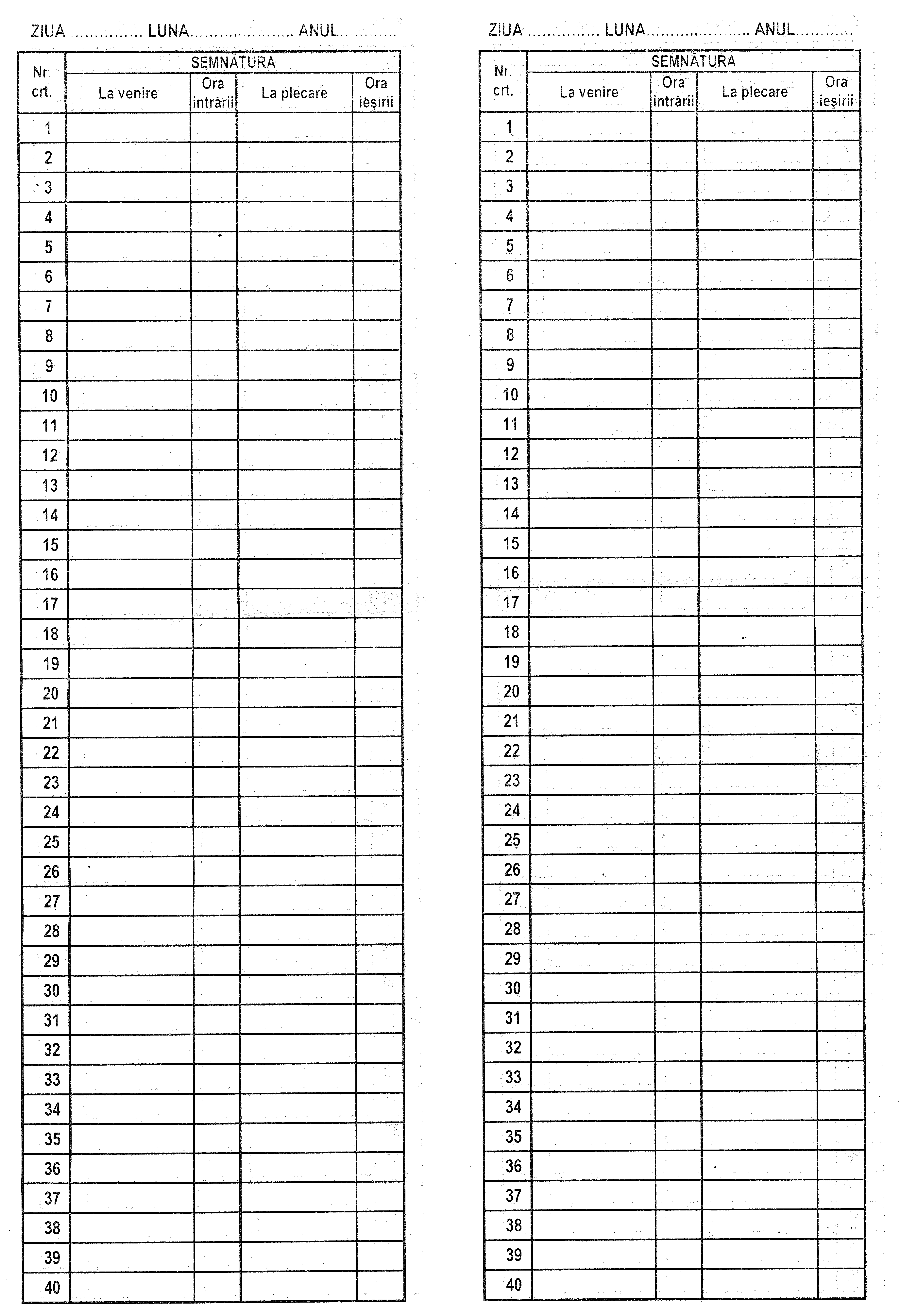 Condica de prezenta, A4, tipar fata/verso, 16 file/carnet