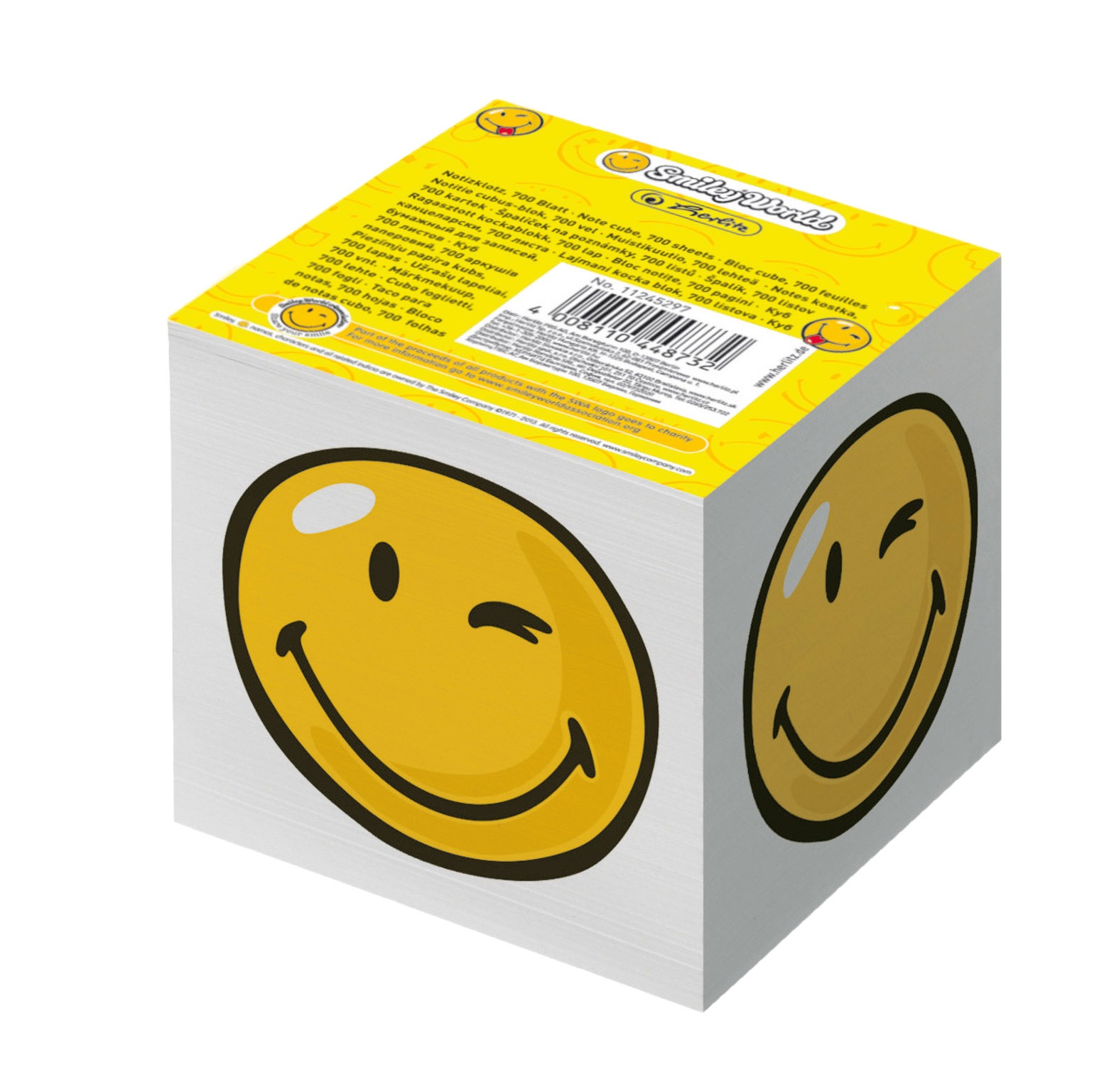 Cub din hartie alb, 9 x 9cm, 80 g/mp, 700 file/set, HERLITZ Smiley