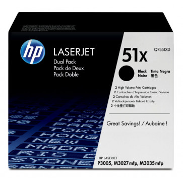 Toner, black, Nr. 51X, 2 buc./set, HP Q7551XD