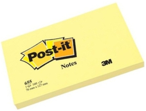 Notes autoadeziv, 127 x 76mm, 100 file/set, galben clasic, POST-IT 655