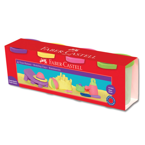 Plastilina 4 culori/set,culori pastel, 4x130g, FABER CASTELL