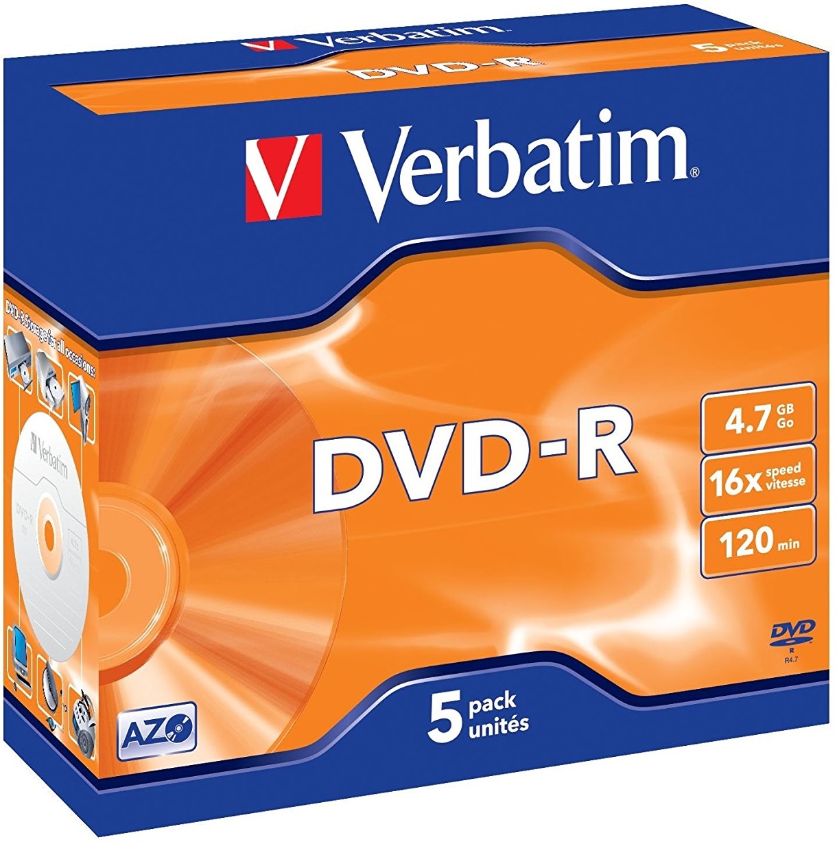 DVD-R, 4.7GB, 16X, 5 buc./cutie, VERBATIM Matt Silver Jewel Case