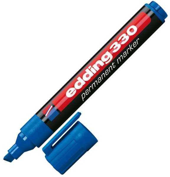 Marker permanent, varf retezat, 1-5mm, albastru, EDDING 330