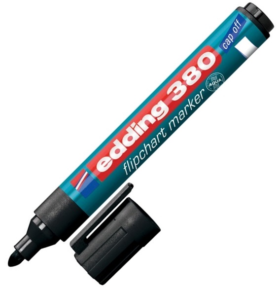 Marker pentru flipchart, varf rotund, 1.5-3mm, negru, EDDING 380