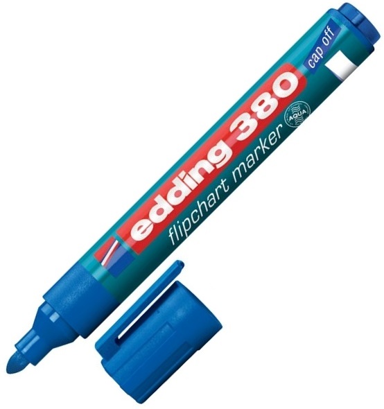 Marker pentru flipchart, varf rotund, 1.5-3mm, albastru, EDDING 380