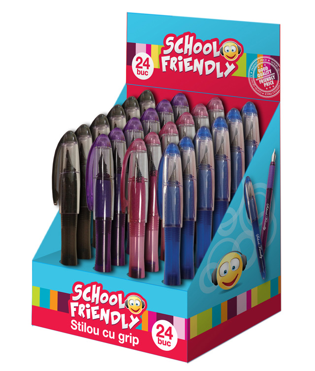 Stilou cu grip, 4 culori, PIGNA School Friendly